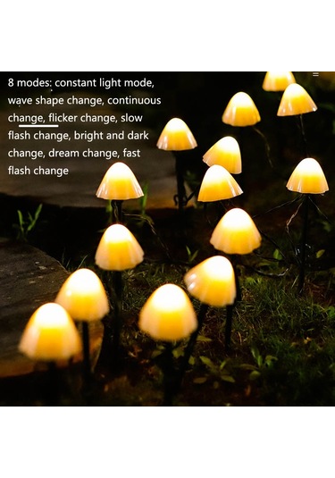 Sones 6.5m 30 Led Güneş Enerjili Mantar Çim Işığı Açık Su Geçirmez Bahçe Villa Peyzaj Dekoratif Işık Dizisi Sıcak Beyaz Işık Diğer