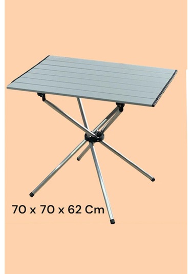 70 X 70 Katlanabilir Ultra Sağlam Ultra Hafif Kamp Piknik Masası Açık Gri