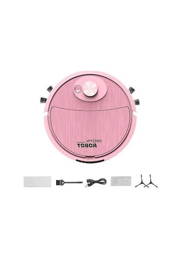 Fastbuy Akıllı Süpürme Robotu Süpürme Paspas Emme 3'ü 1 Arada Temizleme Makinesi 8088 Pembe Pembe