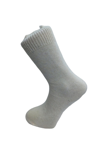 Yerli Üretim Erkek Yün Wool Soket Çorap - Ekru
