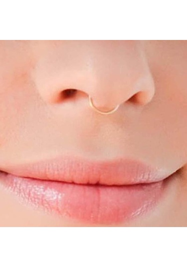 Gümüş Zarif Sahte Sahte Septum Yüzük Paslanmaz Çelik 14k Dolu 20 Ölçer 8mm Çapı Gümüş