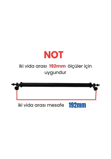 50 Adet Zirve Siyah Metal Mobilya Kulpu 192mm Siyah