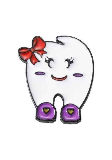 Eğlencili Diş Desenli Medikal Broş P0689 Çok Renkli