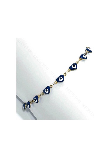 Kalp Ve Nazar Figürlü, Paslanmaz Çelik, Halhal 17, Altın Renk Altın