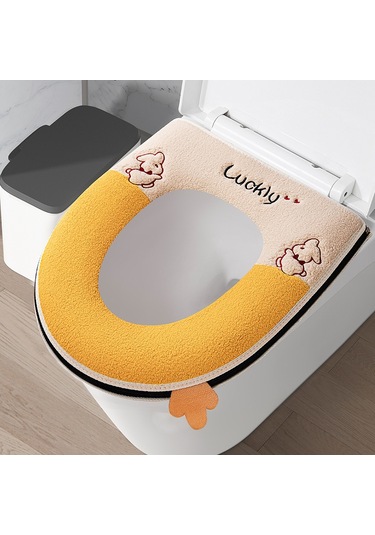 Ev Tipi Tuvalet Dört Mevsim Üniversal Klozet Kapağı Su Geçirmez Kapak Tuvalet Halkası Neşeli Tavşan - Sarı Sarı