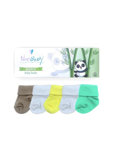 Novibaby 5'li Bambu Yenidoğan Bebek Çorabı I Summer I 0-6 ay "Karışık Renkli"