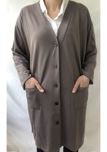 M.k.m Büyük Beden Uzun Düğmeli Hırka Lacivert