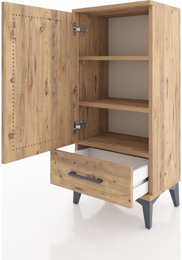 Arges Komodin 3 Raflı Tek Çekmeceli Tek Kapaklı 44x30x96 Çam-çam Atlas Çam