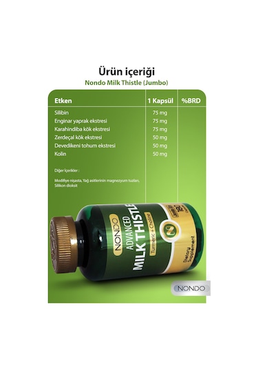 Nondo Milk Thistle 180 Kapsül Jumbo Boy