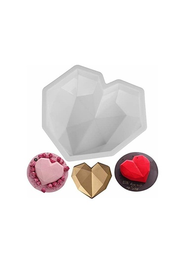 Pinyata Büyük Kristal Kalp Şekilli Pasta Kek Çikolata Kalıbı Geometrik Kalıp Goldcakes