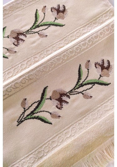 Etamin Nakışlı Jakarlı Kadife El Yüz Havlusu - 50x90 Cm- Kapuçino Cappuccıno Cappuccino