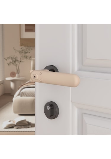 Yifomall Kompakt Kalın Silikon Kasa Kolu Koruması - Banyo/pencere Uyumlu, Çarpma Önleyici, Kartoon Desenli Kahve, 1 Adet Diğer