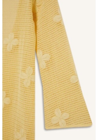 Defacto Regular Fit Uzun Kollu Dantelli Maxi Plaj Elbisesi-fall İn Love E0603ax25smyl118 Sarı