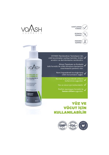 Voyash Cosmetic Normal ve Kuruya Dönük Ciltler İçin Yüz Temizleme Jeli 200 ML