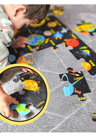 Doerkids Dev Gezegenler Puzzle Jumbo Yer Puzzle Eğitici Solar Sistem 24 Parça Gezegenler Eğitici Puzzle