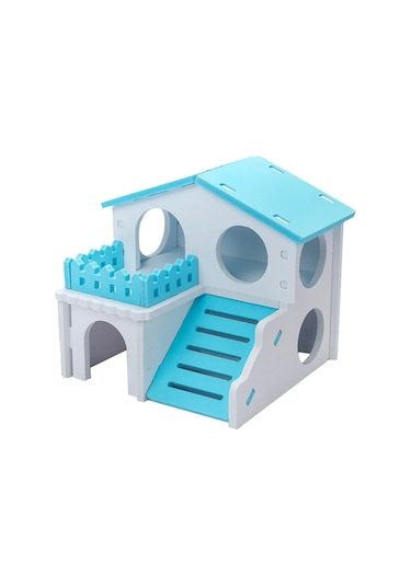 Yifomall "el Yapımı 2 Katlı Mavi Hamster Evi - Tırmanma Ve Saklanma Alanlı"
