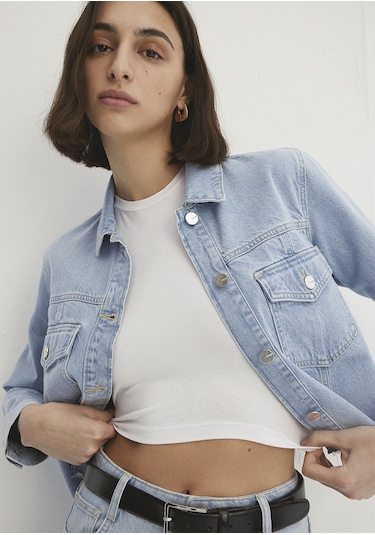 Mavi - Thalia Mavi Premium Buz Mavi Jean Ceket 1110289-86792 Açık Mavi