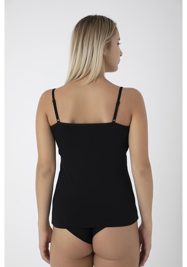 Kadın Likralı İnce Askı Dantelli Siyah Atlet C9t0n0o108 001