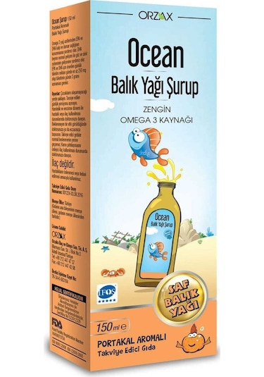 Ocean Orzax Portakal Aromalı Balık Yağı Şurup 150 ML