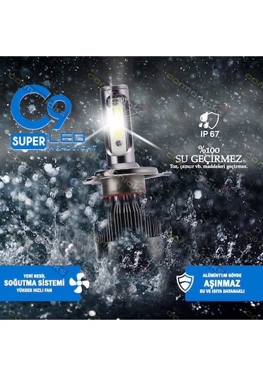 C9 Ultra White Led Xenon Soğutuculu Ön Far Ampulü 9400Lm 6000K 311291784