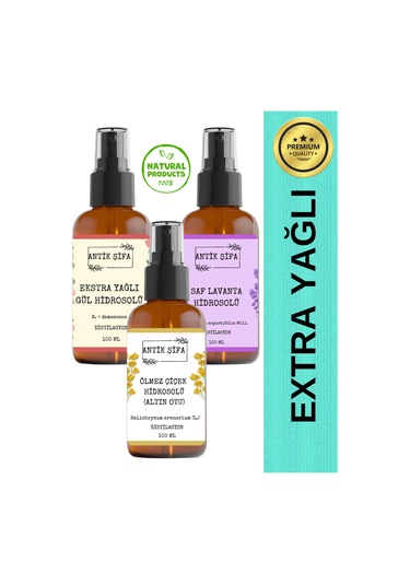 Ölmez Çiçek, Gül Ve Lavanta Suyu 3 X 100ml -doğal Hidrosol Seti