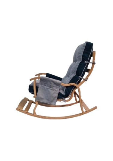 Enda Home Mosso Çift Minderli Ahşap Sallanan Sandalye Tv Baba Koltuğu Dinlenme Koltuğu Petrol Yeşili - Gri