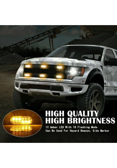 Yaozixa 4'lü 12 Led Sarı Flaş Lambaları - Araç Acil Uyarı Işıkları, 18 Flaş Modu, Ip67 Su Geçirmez, 12-24v Dc Siyah
