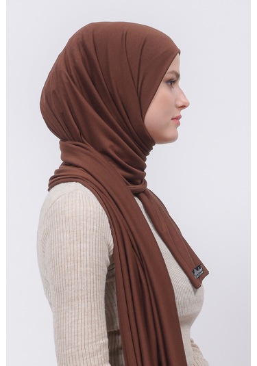 Altobeh Tesettür Kadın Düz Renk Penye Şal Hijab - Çikolata