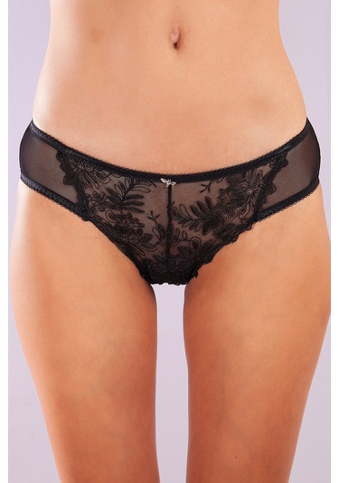 Golshan Gaspara Mini Slip, Kadın Güpürlü Tüllü Siyah Normal Kesim Külot Çok Renkli
