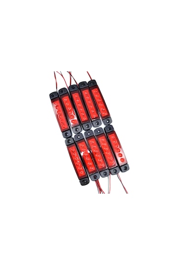 10 Adet Kırmızı Parmak Lamba 6 Led 12v 24v
