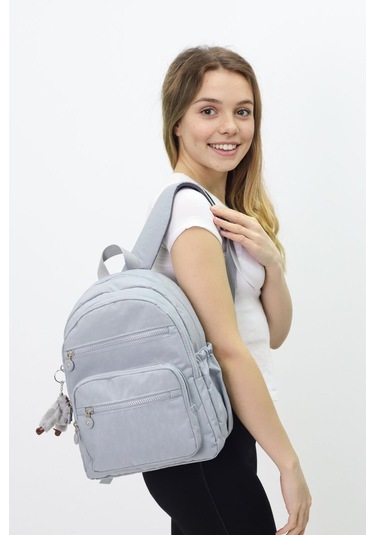 Sevimli Peluş Figürlü Günlük Kadın Sırt Çantası Şık, Kullanışlı, Okula Ve Seyahate Uygun Gri