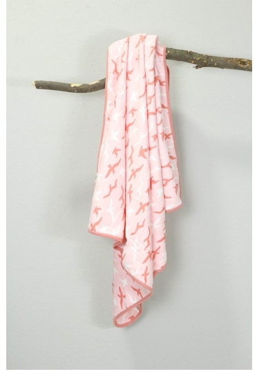 Ecocotton Turna Bebek Bebek Penye Battaniye Somon 90 X 90 Cm Beyaz