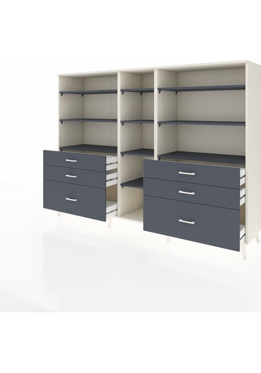 Hyperion Dolap 10 Raflı 6 Çekmeceli 220x44x163 Aytaşı-antrasit Aytaşı-antrasit