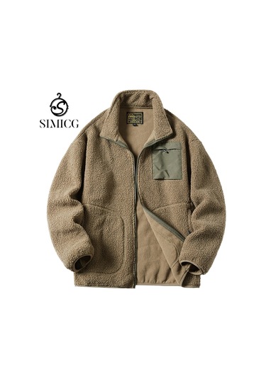 Erkek Sonbahar Ve Kış Kuzu Derisi Kalın Polar Ceket Mavi