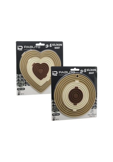 3in1 Bütün - Ayrı Kullan Silikon Mat- Nihale Kalpli 7.5-13-19cmyuvarlak 7-12.5-20cm 4989 Çok Renkli