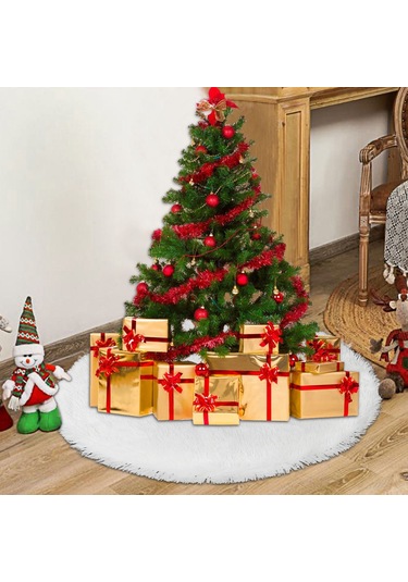 Qingmipy Noel Ağacı Eteği - Su Geçirmez Yünlü Dekorasyon Örtüsü 90cm/120cm, Beyaz/kırmızı