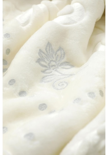 Merinos Pırıltı Embos Çift Kişilik Battaniye - Ekru