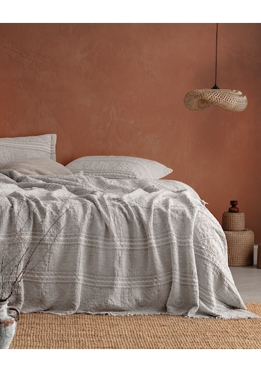 Madame Coco Ethnique King Kişilik Yatak Örtüsü 8682116984027 Gri