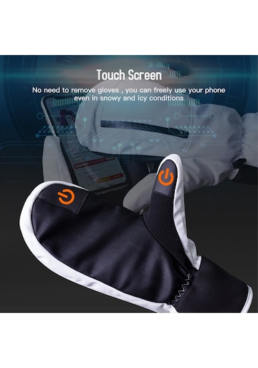 Vkemall Siyah Kayak Eldiveni L: 360 Derece Isı, Dokunmatik Ekran, Su Geçirmez Ve Dayanıklı - Kış Aktivitesi Gereci Siyah
