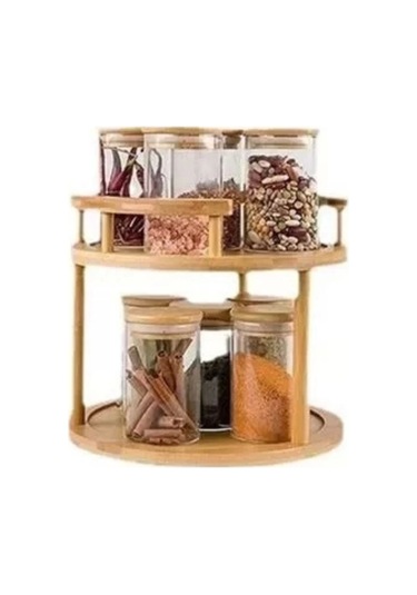 Mien Men820 Bambu İki Katlı Döner Stand Çok Renkli