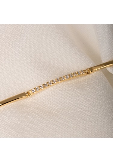 Gümüş Bileklik - Sıra Taşlı Modern Tasarım Şık 925 Ayar Gümüş Bileklik Gümüş