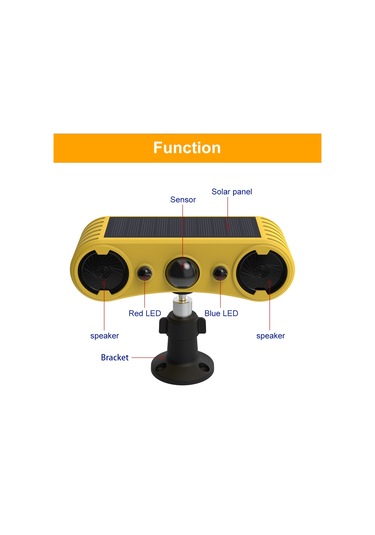 Hareket Sensörlü Güneş Enerjili Alarm Flaş Işığı Alarm Sarı