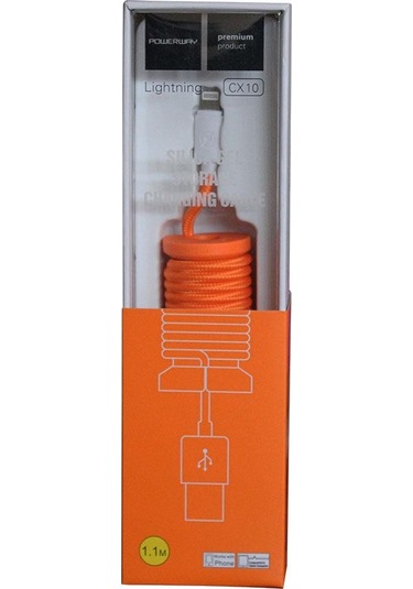 Powerway CX10 Lightning Örgülü  Hızlı Şarj Kablosu 1.1 M Turuncu