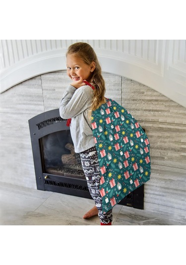 Büyük Noel Baba Hediye Çantası, Pamuklu Kordonlu, Yeniden Kullanılabilir Noel Hediye Feneri