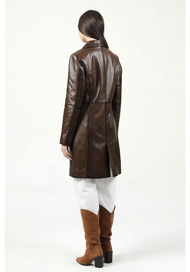 Dericlub Neri Gerçek Deri Kadın Kaban