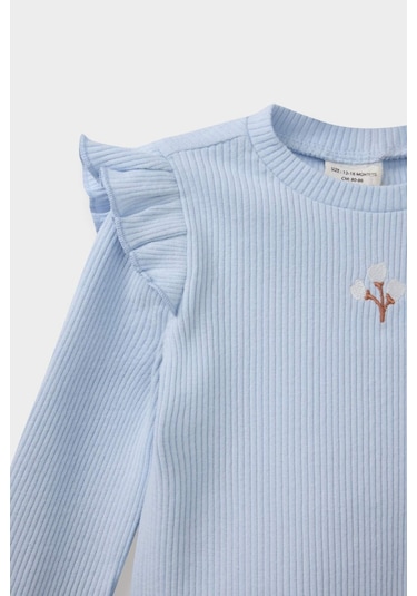 Defacto Kız Bebek 2li Takım Çiçekli Uzun Kollu Fitilli Kaşkorse Tişört Tayt Y1122a225aube216 Mavi Defacto Kız Bebek 2li Takım Çiçekli Uzun Kollu Fitilli Kaşkorse Tişört Tayt Y1122a225aube216 Mavi