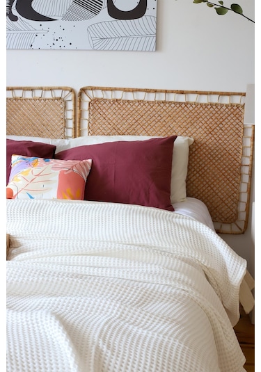 Vivamaison Çift Kişilik Waffle Pike Yatak Örtüsü Pamuklu Beyaz