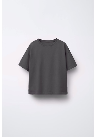 Zuzunga Unisex Basic Kısa Kollu Çocuk T-shirt Antrasit