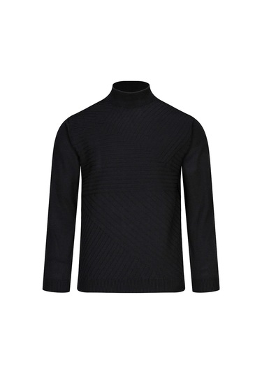 Hatemoğlu Siyah Regular Fit Yarım Balıkçı Yaka Yünlü Kazak 2982354 Siyah