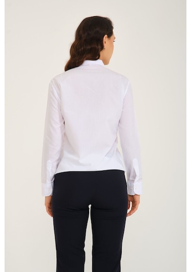 Kadın Uzunkollu Beyaz Gömlek Beyaz